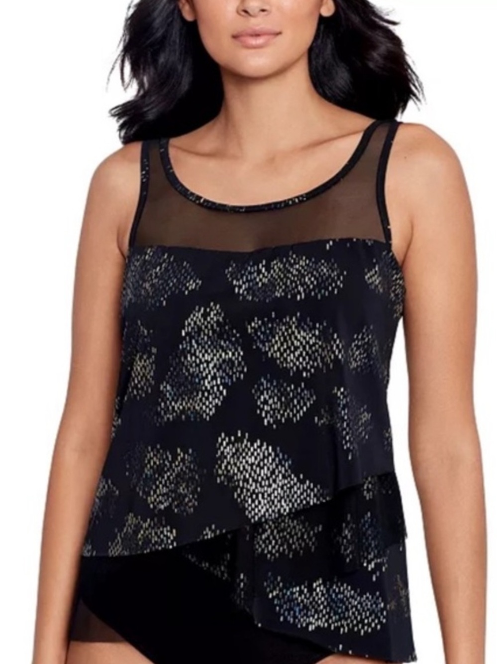Miraclesuit Mirage Tankini Top in Iridium SZ 8 EUC